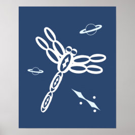 Poster Dragonfly e Outer Space Rift azul e branco