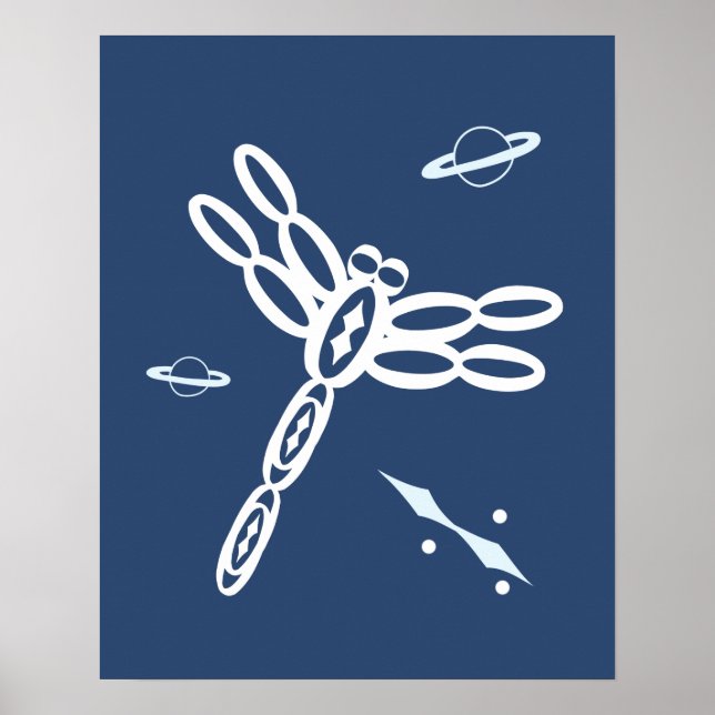 Poster Dragonfly e Outer Space Rift azul e branco (Frente)