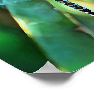 Poster Dragonfly Fantasia em Turquesa e Negro