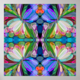 Poster Dragonfly Garden Abstrato Floral