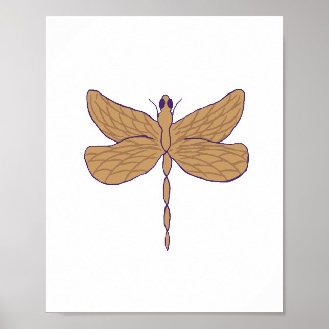 Poster Dragonfly Illustration Purple and Tan (Frente)