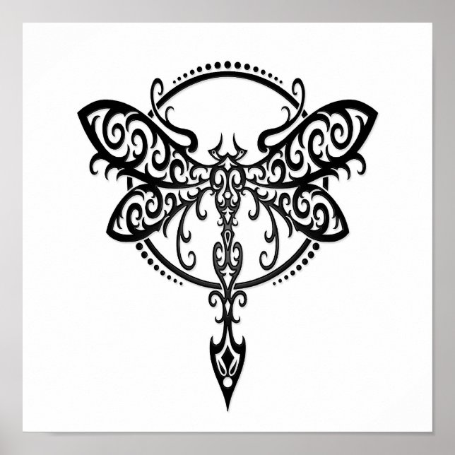 Poster Dragonfly Negra Insuflável em Branco (Frente)