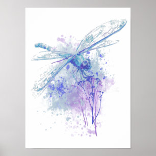 Poster Dragonfly Original em Blue Mauve Nature