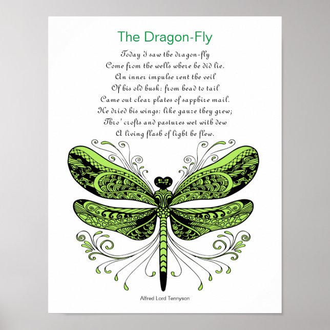 Poster Dragonfly Poem por Alfred Lord Tennyson (Frente)