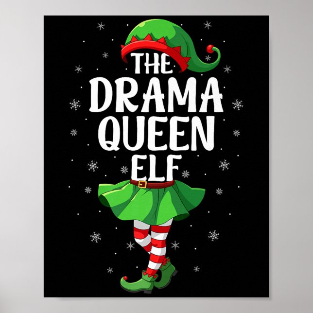 Poster Drama Queen Elf Christmas Girls Women Elf Squad Xm (Frente)