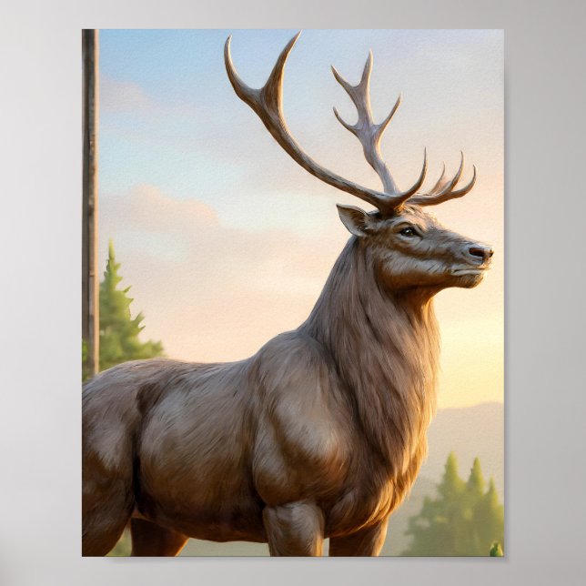 Poster Dramatic Animal Art: Robust Reindeer Portrait (Frente)