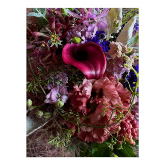 Pôster Dramatic Purple Floral Elegance Art Poster