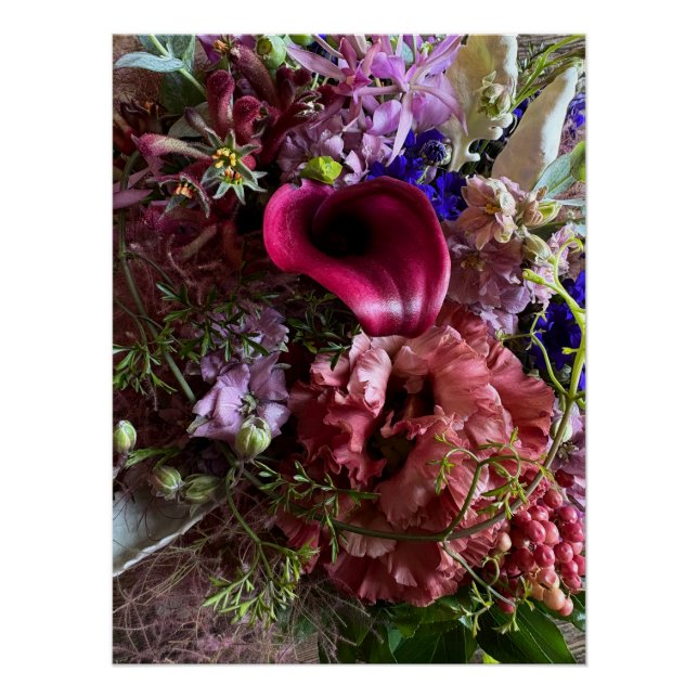 Pôster Dramatic Purple Floral Elegance Art Poster (Frente)