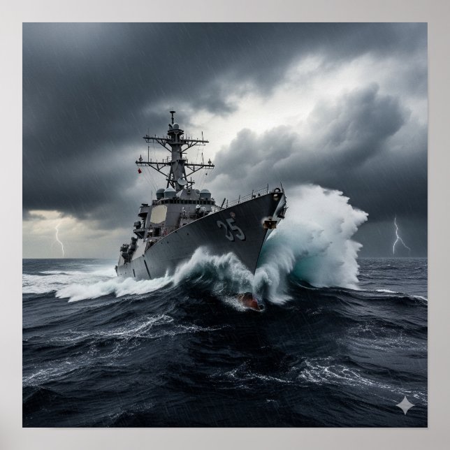 Poster Dramático Destruidor Naval (Frente)