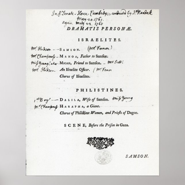 Pôster Dramatis Personae para Samson (Frente)