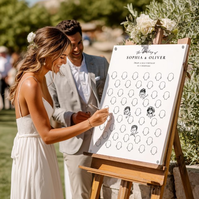 Poster Draw Your Face 50 Guests Book Wedding Fun (Criador carregado)