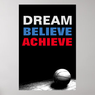 Poster Dream Acredita em Atingir Basquete Motivacional