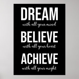 Poster Dream Acredite em Achieve - Gym, Hustle, Sucesso
