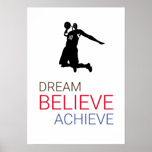 Poster Dream Acredite em Atingir Basquete