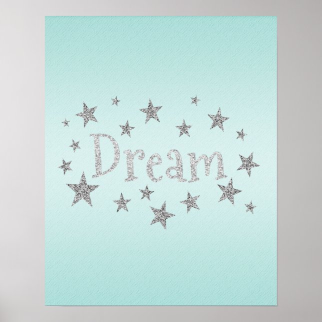 Poster Dream Aqua com Silver Glitter (Frente)