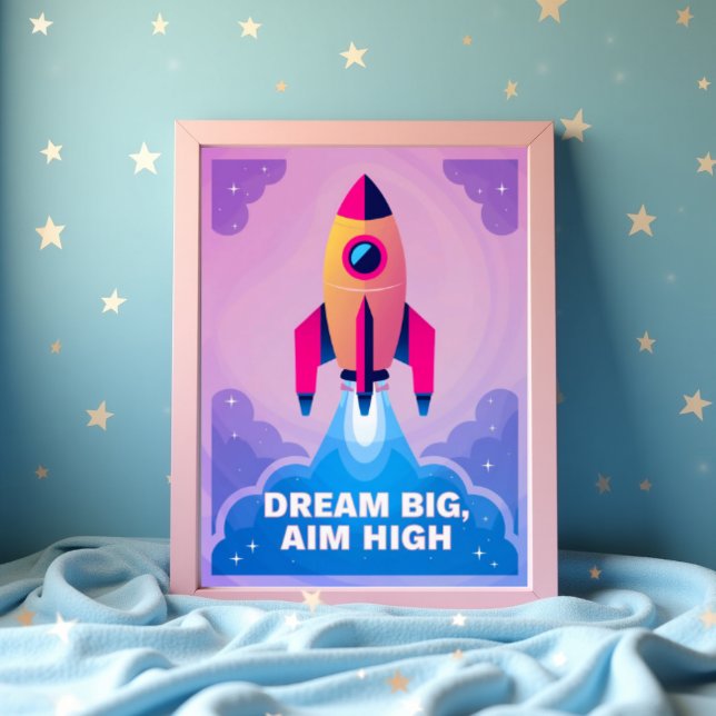 Poster Dream Big Aim High Motivational Nursery Wall Art (Dream Big Aim High Motivational Nursery Wall Art)