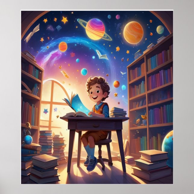 Poster "Dream Big: Aprendizado espacial infantil enquadro (Frente)