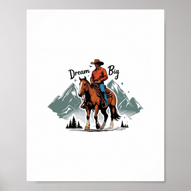 Poster Dream Big-Cowboy Correndo Cavalo (Frente)