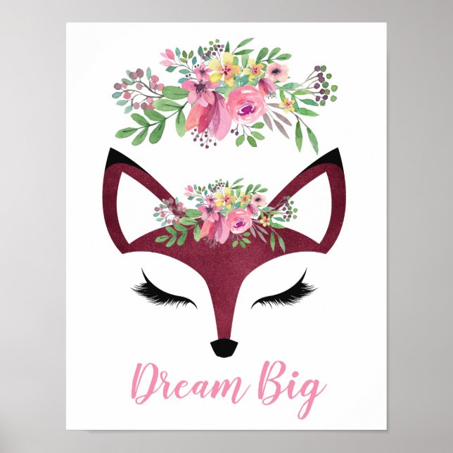 Poster "Dream Big" Girly Fox (Frente)