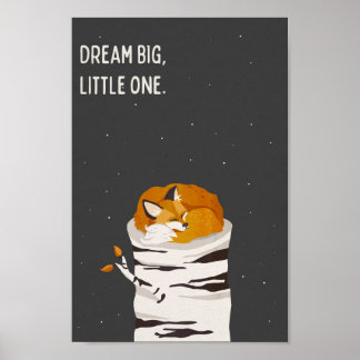 Poster "Dream Big Little One" Raposa e Crianças de Arte L