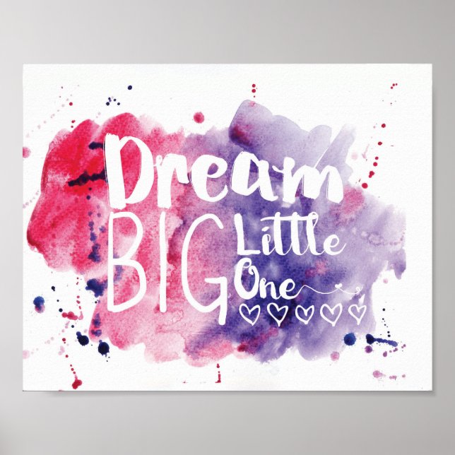 Poster Dream Big Little One - rosa/roxo (Frente)