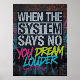 Poster Dream Louder, Motivational Quote Urban Graffiti