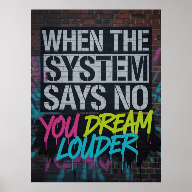 Poster Dream Louder, Motivational Quote Urban Graffiti (Frente)