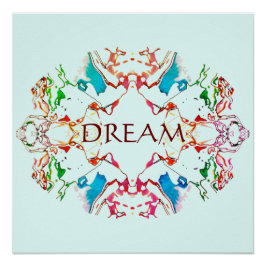 Pôster "Dream" Red Blue Burgundy Mandala sobre Aqua