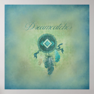 Pôster Dreamcatcher em um fundo verde enevoado