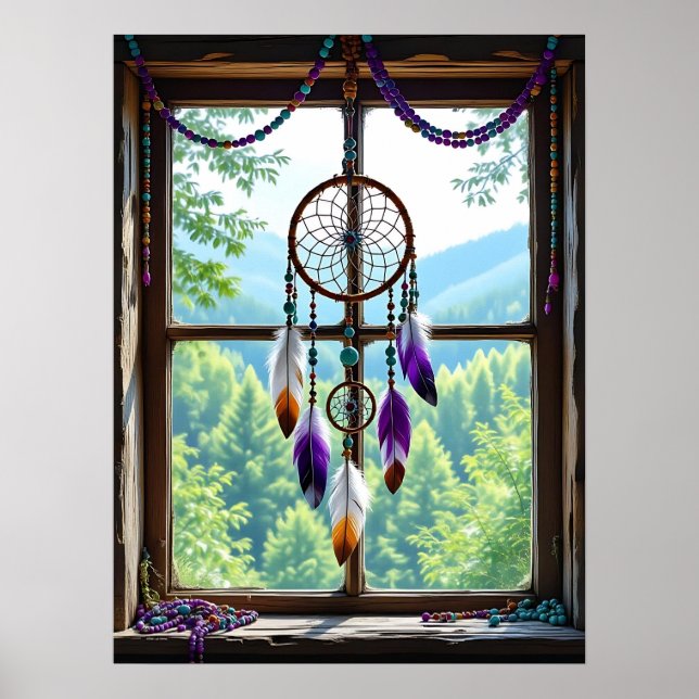 Poster Dreamcatcher in Window | Boho Art (Frente)