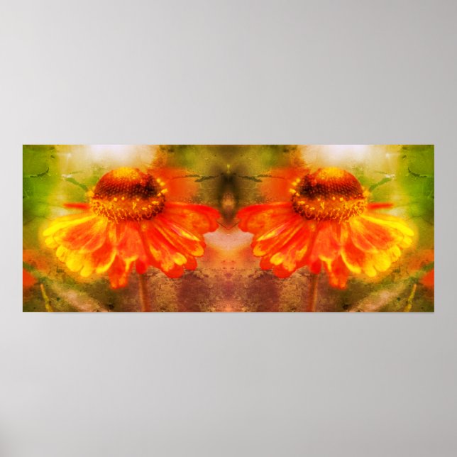 Poster Dreamnia Zinnia Flor, Abstrato do Espelho Espelhad (Frente)