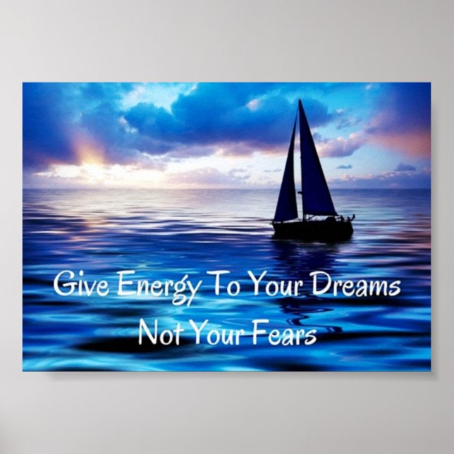 Poster Dreams Motivational Quote Sailboat Ocean (Frente)