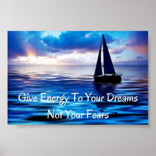 Poster Dreams Motivational Quote Sailboat Ocean