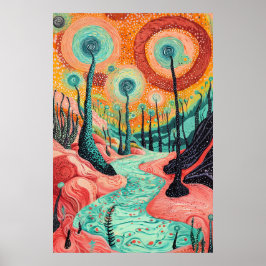 Poster Dreamscape Surrealista Cósmico 1801