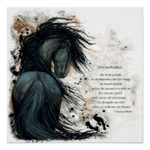 Pôster DreamWalker Friésio Horse Poem Por Bihrle