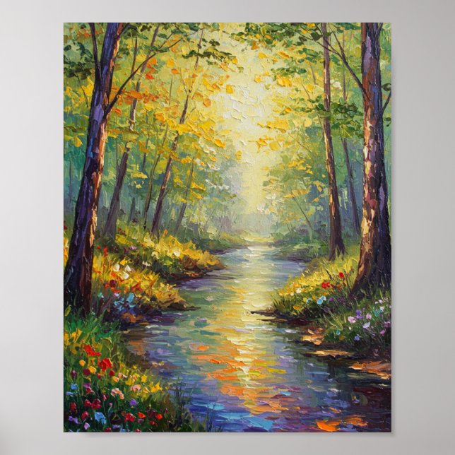 Poster Dreamy Forest Stream | Impressionist Style (Frente)