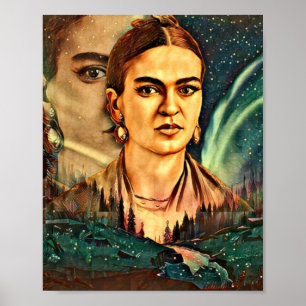 Poster Dreamy Frida Kahlo Surreal Outdoor Woods Scene
