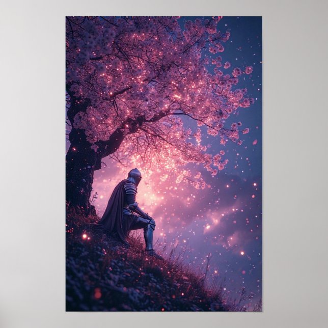 Poster Dreamy Knight Under Cherry Blossoms (Frente)