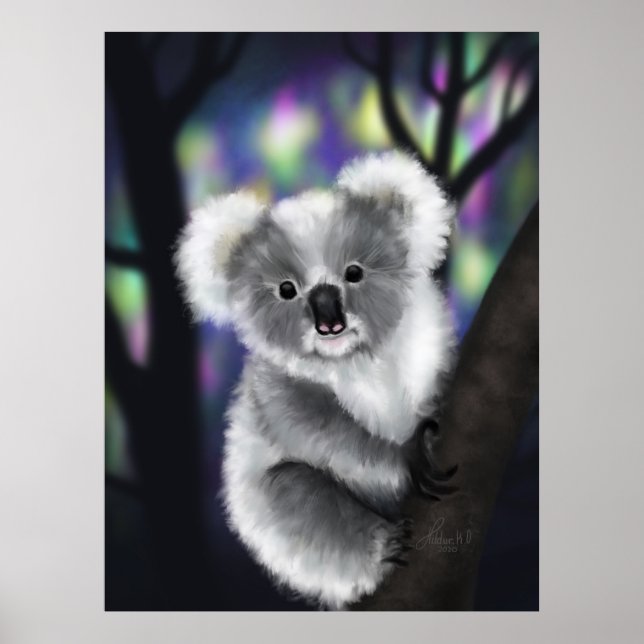 Poster Dreamy Koala em uma Floresta Encantada (Frente)