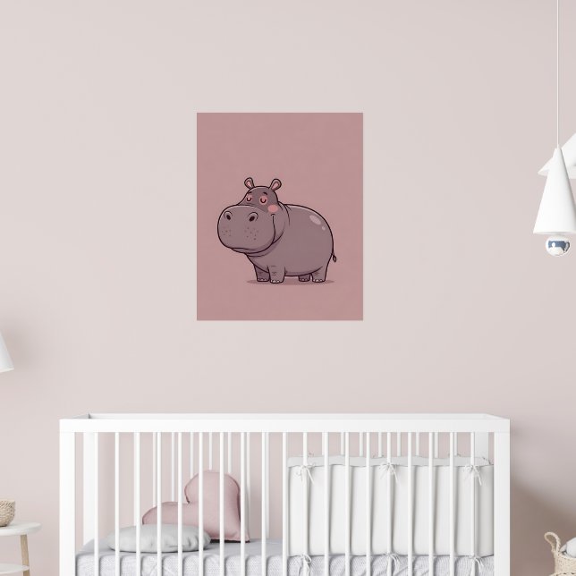 Poster Dreamy Nursery Minimalist Hippo (Berçário 2)