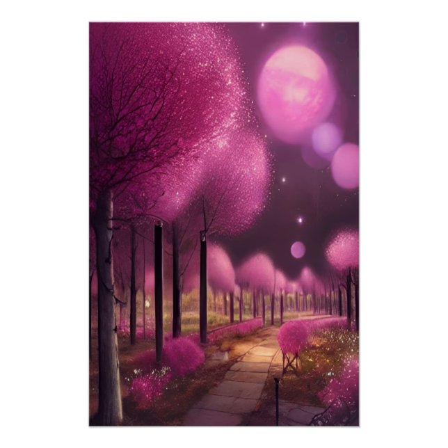 Pôster Dreamy Pink Nightscape (Frente)