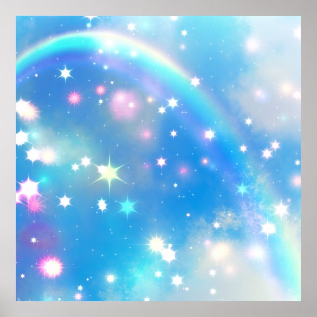 Poster Dreamy Sparkle Rainbow Unicorn Sky (Frente)