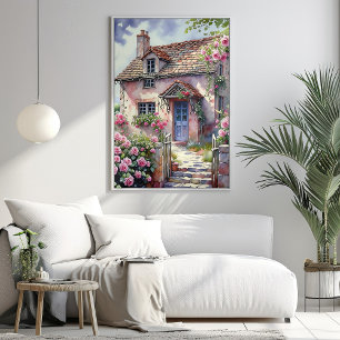 Poster Dreamy Summer Village com Rosas