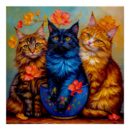 Pôster Drei Maine-Coon-Gefährten Portrait