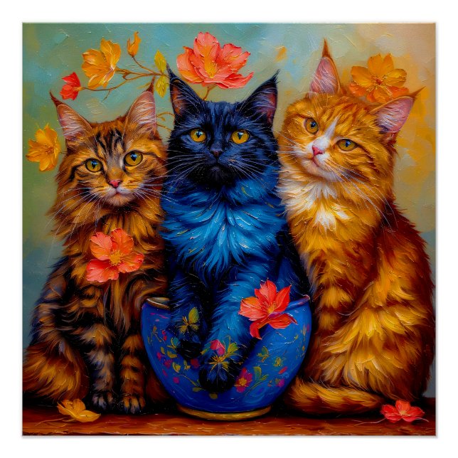 Pôster Drei Maine-Coon-Gefährten Portrait (Frente)