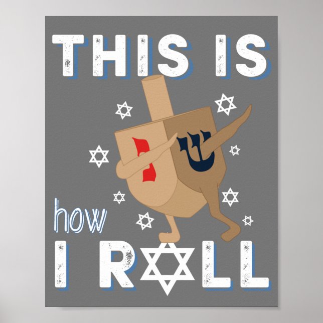 Poster Dreidel Menorah Funny Hanukkah Deu Isto É Como Eu (Frente)