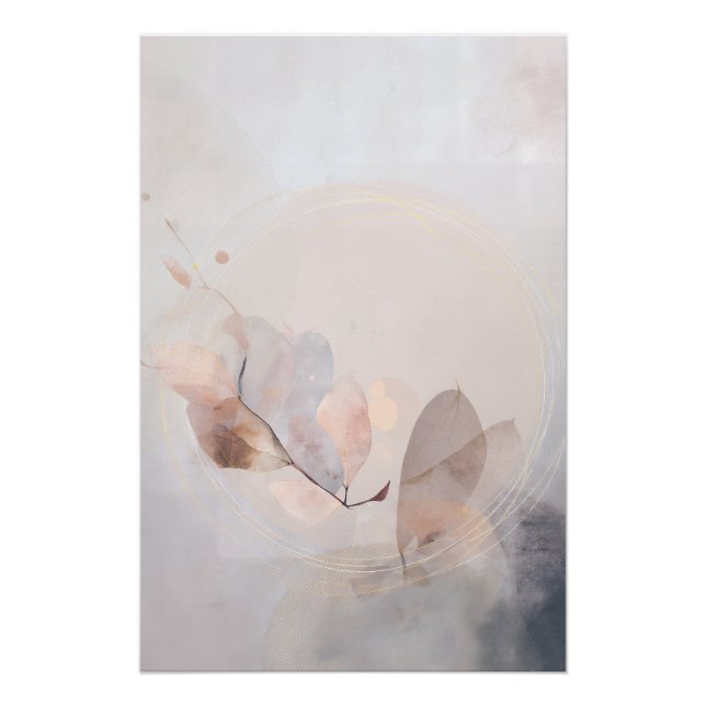 Pôster Dried Eucalyptus Leaves Gold Circle Minimal Art (Frente)