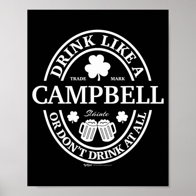 Poster Drink Like A Campbell Shamrock St Patricks Day  (Frente)