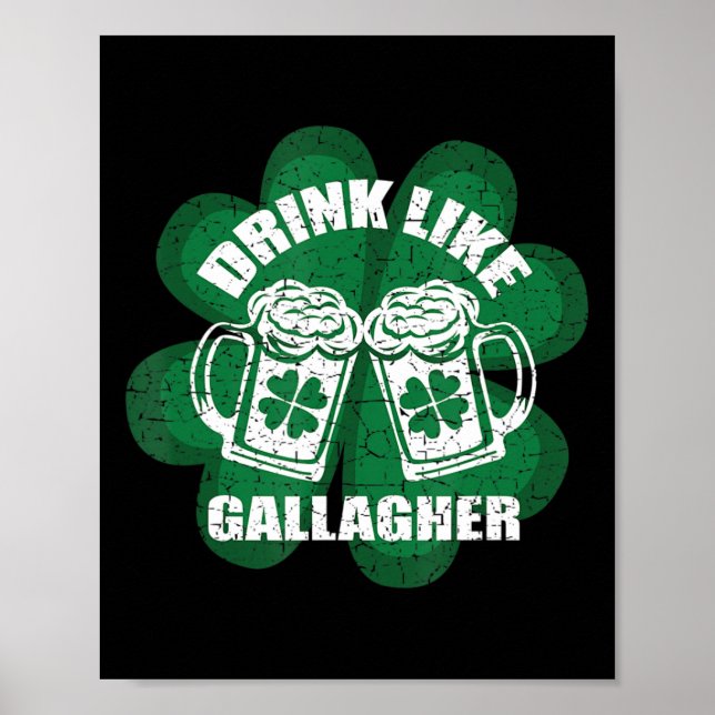 Poster Drink Like A Gallagher Saint Patrick's Day  Irish  (Frente)