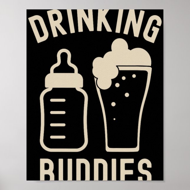 Poster Drinking Buddies Dad Grandpa New Baby Beer And Bot (Frente)